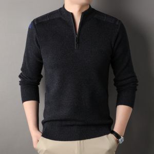 ROMON | Lormen Mens Knitted Sweater Winter Thickened Warm Slim Fit Casual Business Half Zipper Knitwear Fashion Urban Style Long Sleeve