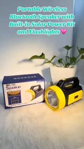 Portable Wireless Bluetooth Speaker With Built-in Solar Power Kit and Flash Light