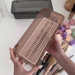 JeDa ทีกล่องเก็บของแบบใส ฝาครอบพกพา ที่เก็บเครื่องเขียนนักเรียน ที่เก็บตะเกียบและช้อน กล่องเก็บของแบบใส กันฝุ่น กล่องเก็บของพร้อมฝาปิด กล่องเก็บแปรงแต่งหน้า เครื่องมือจัดเก็บ กล่องเก็บของ Storage Box