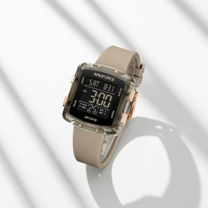 NAVIFORCE Jam Tangan Digital ผู้ชายผู้หญิงของแท้สำหรับทุกเพศนาฬิกาสายรัดซิลิโคนกันน้ำ50เมตรจอแสดงผล LCD นาฬิกาจับเวลาปฏิทินวันที่หน้าปัดสี่เหลี่ยมนาฬิกาเด็กหญิงเด็กชายแฟชั่นลำลอง