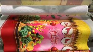 (Tặng đinh móc+keo dán) Phông nền tranh vải treo tường backdrop Tết Tết Nguyên Đán Happy New Year trang trí sự kiện