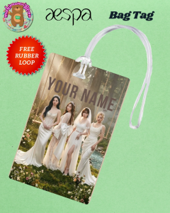 Personalized Aespa PVC Bag Tag Custom Name Luggage Tag for School Bags Backpack Keychain ID Card Holder | Waterproof Dustproof Kpop Merch with FREE Rubber Loop Karina Winter