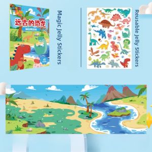 Jelly Sticker Book for Toddlers 0-3 Years Old Tear-Resistant Educational Toys Construction Vehicles Transportation Theme