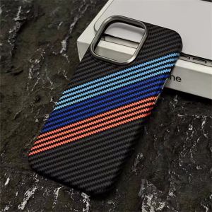 Luxury Carbon Fiber Kevlar Pattern Shockproof Armor For Magsafe Magnetic Case for iPhone 16 15 14 Plus 13 12 11 Pro Max PC Cover
