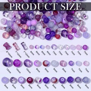 50g Assorted Glass Beads Cracked Spacer Beads Set Craft Beading Bulk for Jewelry Making DIY Craft Bracelets Necklace Key Chains