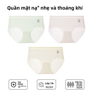 Quần lót MiiOW cho bé gái làm bằng Ice Silk mỏng không đường may kháng khuẩn kiểu tam giác cotton