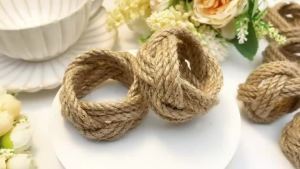 12Pcs Linen Braided Napkin Ring Set Handmade Braided Flower Shaped Jute Napkin Ring Suitable for Dining Table Nautical Napkin