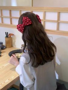 Large Polka Dot Bow Hair Clip Sweet Style Red Wine Color Butterfly Knot Hair Accessories Japanese Monthly Girl Magazine