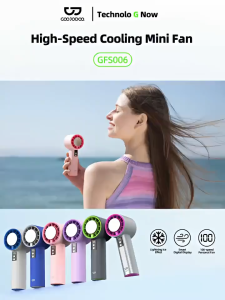 GOOJODOQ 4000 mAh Turbo Jet Mini Fan Rechargeable Handheld Portable Strong Wind High-Speed GFS006