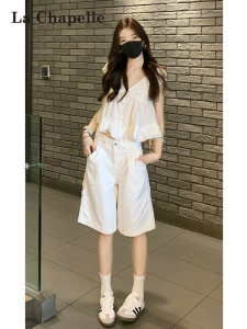La Chapelle | White Wide-leg Short Jean Trousers