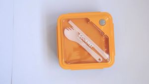 Lunch Box Kotak Bekal Makan 2 Sekat 1100mL Free Sendok Garpu Sumpit  Foodgrade