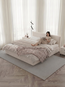 ZUOMU | Giường Đôi Hiện Đại Kiểu Vải Linen