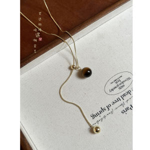 สร้อยคอจี้ตาเสือสีทอง เครื่องประดับแฟชั่นสำหรับผู้หญิง สร้อยคอยาว เครื่องประดับสำหรับเสื้อกันหนาว เครื่องประดับที่สวมใส่ได้ตลอดทั้งปี