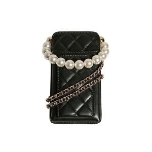 Mini Pearl Chain Leather Phone Bag Womens Crossbody Bag Central&Kitty New 2025 Fashion Youth Synthetic Interior Closure