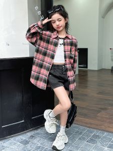MPW | Trendy Plaid Long Sleeve Shirt For Girls Spring Autumn Korean Style Childrens Fashionable Clothing MPW Brand Basic Packaging