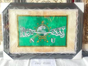 KALIGRAFI WAYANG SEMAR KULIT ASLI ukuran 70cm x 50cm hiasan dinding bingkai kayu