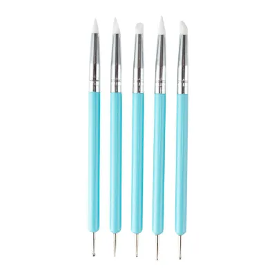 5Pcs Silicone Clay Sculpting Tool For Brush Modeling Dotting Nail Art Pottery Clay Tool DIY Carving Sculpting Tools Soft Head