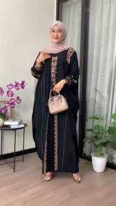 Gamis Lebaran Kaftan Rayon Jumbo Premium Motif Ara Ld 180 Cm Viral Kekinian Lengan Panjang