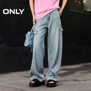 Only2025 Summer New High Waist Straight Leg Workwear Jeans Loose Womens Simple Style Cotton Blend Lenzing Fiber Retro Style