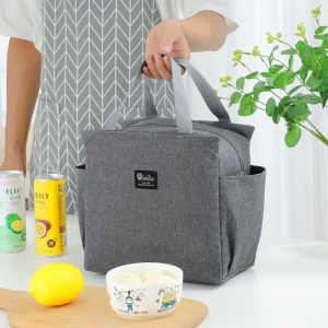 Large Capacity Portable Lunch Bag Zipper Double Sided Pocket Insulation Bag Aluminum Film Preservation Box With Zipper Design Lunch Bag With Side Bag Wear Resistant Oxford Cloth Insulation Bag Multi-Color Optional Men Women Young And Young