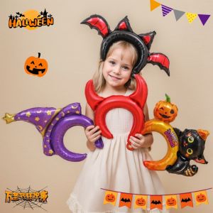 Halloween Large Headdress Thunder Sticks Balloon Hand-Held Bar Pumpkin Spider Ghost Decoration Funny Headband Balloon