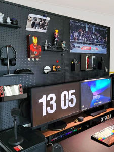 Metal Wall Mounted Hole Board Rack Computer Room Storage Organizer No Drilling Required DIY Accessories for Home Office