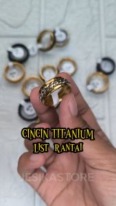 Cincin Rantai Titanium Chain Ring Warna Gold Silver Hitam untuk Cowok Pria Wanita Couple Stylish Aesthetic Estetik Simple Fashion Y2K Starboy Keren