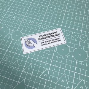 Sticker Notice Return Put Back Air Cond Remote Control Controller. Kembali Letak Balik Alat Kawalan Jauh Penghawa Dingin