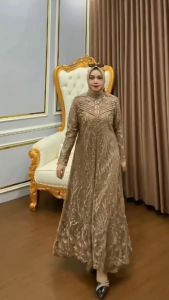 COD Zallia Dress Ceruty Babydoll Brokat Dress Wanita Terbaru 2024 Kekinian Gamis Kondangan Murah