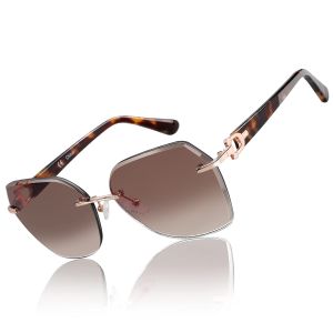 ZENOTTIC Rimless Oversized Sunglasses for Women Geometric Diamond Cutting Gradient Lens UV400 Protection Sunscreen Shades Trendy