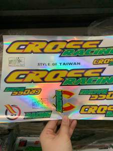 Bộ tem dán xe đạp CROSS RACING chữ màu vàng hàng nhập Thái Lan chất lượng cao dành trang trí riêng cho dòng xe này tem màu sắc cực đẹp và bền giá bán cực tốt bán lẻ như bán sỉ