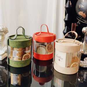 Transparent round Wedding Candy Box Handheld PVC Baking Gift Box Retro Print Bridal Shower Favor Box Chinese Style Cardboard