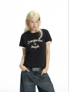 dangerouspeople | Color Contrast Letter American Short Sleeve Quick Drying Cool T-shirt