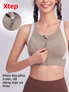 XTEP | Áo ngực thể thao chạy bộ yoga cho nữ hỗ trợ trung bình cao chống sốc khóa kéo trước