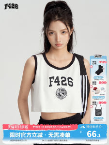 F426 Store Couple Loose Summer Sportswear Short Set - Top round Neck Sleeveless Cotton 100% Letter/Number/Text Pattern