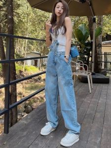 Quần Jeans Denim Ống Rộng Cạp Cao Thời Trang Mùa Xuân Thu Cho Nữ Quần Dài Có Gối Đơn Giản Thiết Kế Mới Quần Dài Thường Ngày