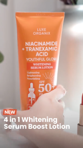 LUXE ORGANIX Niacinamide + Tranexamic Acid Youthful Glow Whitening Serum Lotion SPF50 PA++++