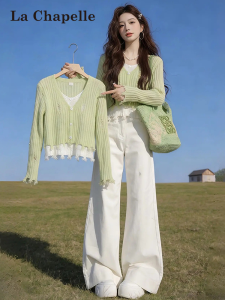 La Chapelle | Áo Sweater Len Phối Giả Hai Mảnh Ôm Sát