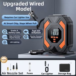 Portable Car Air Pump Tire Pressure Detection and Deflation