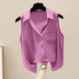 French Fashionable Chiffon Sleeveless Shirt Women Summer New Style Elegant Small Size Versatile Chic Vest Base Top