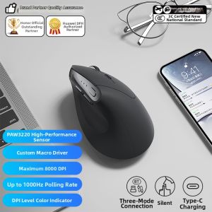 B.O.W | Bluetooth Wired 3-Mode Ergonomic Vertical Silent Mouse