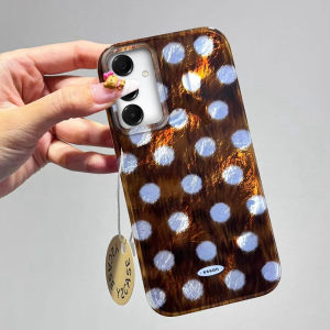 Korean Brown Circular Dots Phone Case For Samsung Galaxy A55 A16 A07 A17 A26 A36 A56 A25 A35 A14 A34 A54 A15 A13 A32 A12 Cover