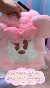 🌸Sẵn+Video🌸 Túi Xách Chuột Mickey Disney có quai đeo chéo cỡ lớn vải nhung dễ thương - Túi gấu bông ASANRIO HOUSE