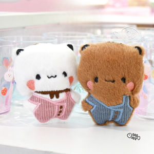 Bubu Dudu Plush Keychains Cute Overalls Panda Doll Kawaii Couple Bag Pendant Cartoon Animal Toy Cute Things Valentines Day Gift