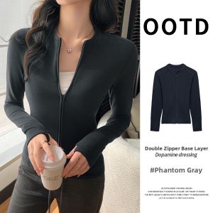 MiiOW | Double Zipper Warm Korean Style Sweatshirt Jacket Fall Winter