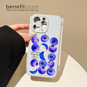 Benefit Fresh Blueberry Oil Painting Style Silicone Phone Case Full Protection for iPhone 16 pro Max Apple 15 pro 13 New Model 14 Set 12 Personalized 11