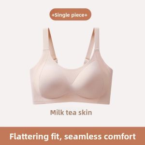 miiow | Wireless Backless Bra For Women Gathered Push Up Anti Sagging Side Breast Reduction Full Cup V Neck Nylon Material Youth Female