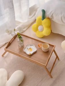 Johor Seller | Simple Bamboo Mini Household Food Bed Tray Desk Foldable Wooden Breakfast Table