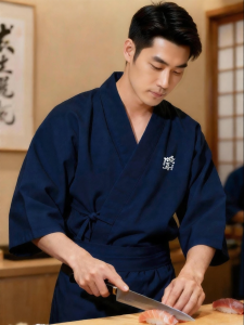 FAYILANG | Japanese Chef Uniform For Sushi Bars & Izakayas Custom Print 7/8 Sleeve Kimono Style