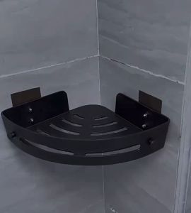 Royalstar Rak Sudut Sabun Kamar Mandi Rak Sudut Tempel Dinding Rak Kamar Mandi Dinding Material ABS - Hitam